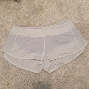 White Lululemon Speed Up Shorts